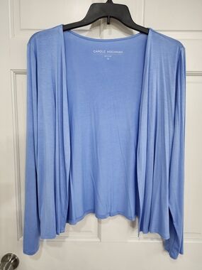 Midnight by Carole Hochman Light Blue Draped Open Front Tunic